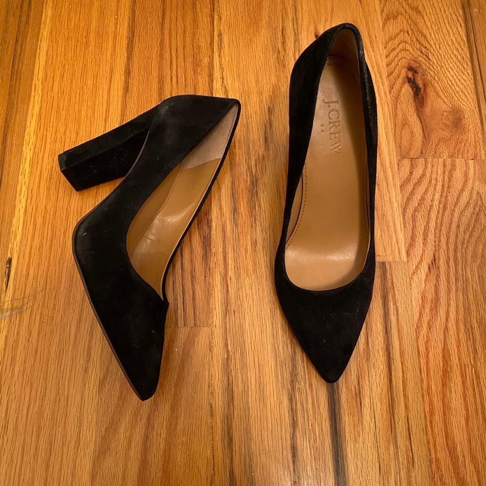 Black suede pointed toe jcrew pumps size 7